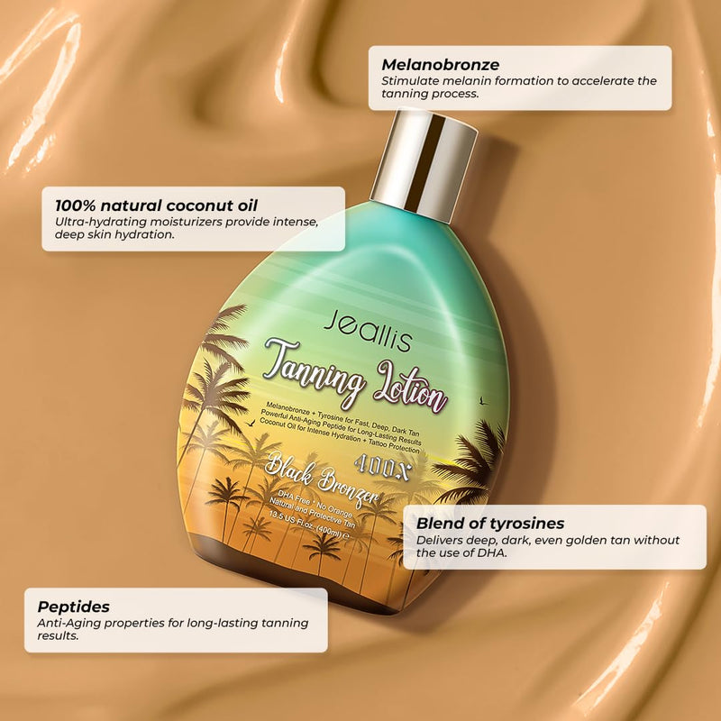 Extreme Dark Tanning Lotion Accelerator for Indoor Tanning Beds & Outdoor Sun Tan with Bronzer to Get Dark Fast Tan, Bronzing Tanning Lotion with Tattoo Protecting Formula, DHA Free, 13.5oz