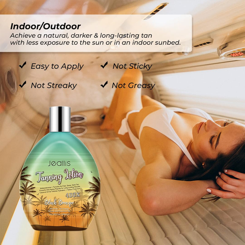 Extreme Dark Tanning Lotion Accelerator for Indoor Tanning Beds & Outdoor Sun Tan with Bronzer to Get Dark Fast Tan, Bronzing Tanning Lotion with Tattoo Protecting Formula, DHA Free, 13.5oz